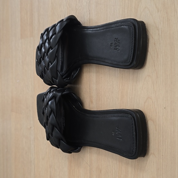 H&M Black Braided Slides Woven Flat Sandals Size 8 - Picture 5 of 8